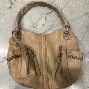 B Makowsky Women's Tan Leather Purse Shoulder Bag Gorgeous Soft Leather Y2K